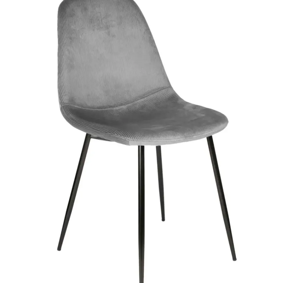 Chaise salle à manger en velours cotelé gris - Julia
