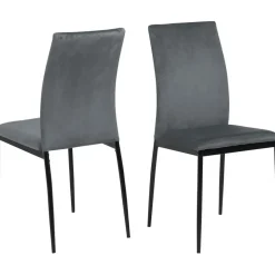 Chaise salle à manger en velours gris foncé - Demia