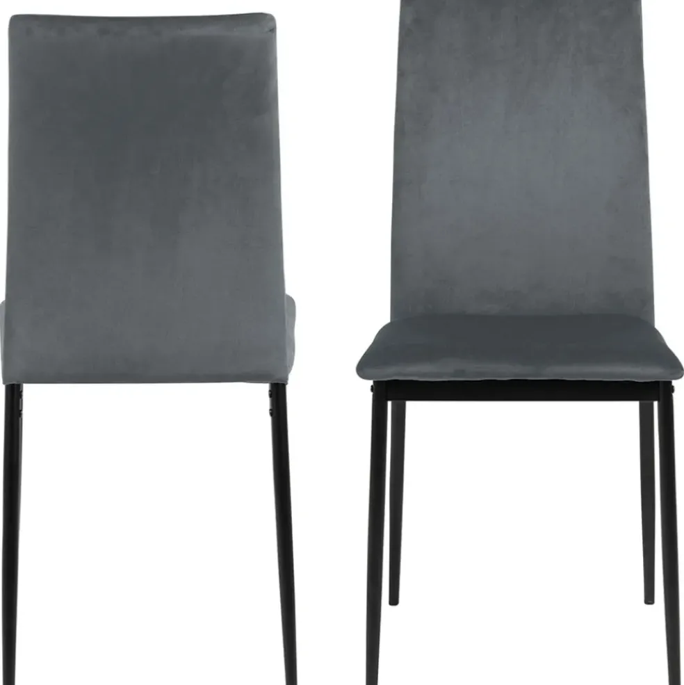 Chaise salle à manger en velours gris foncé - Demia