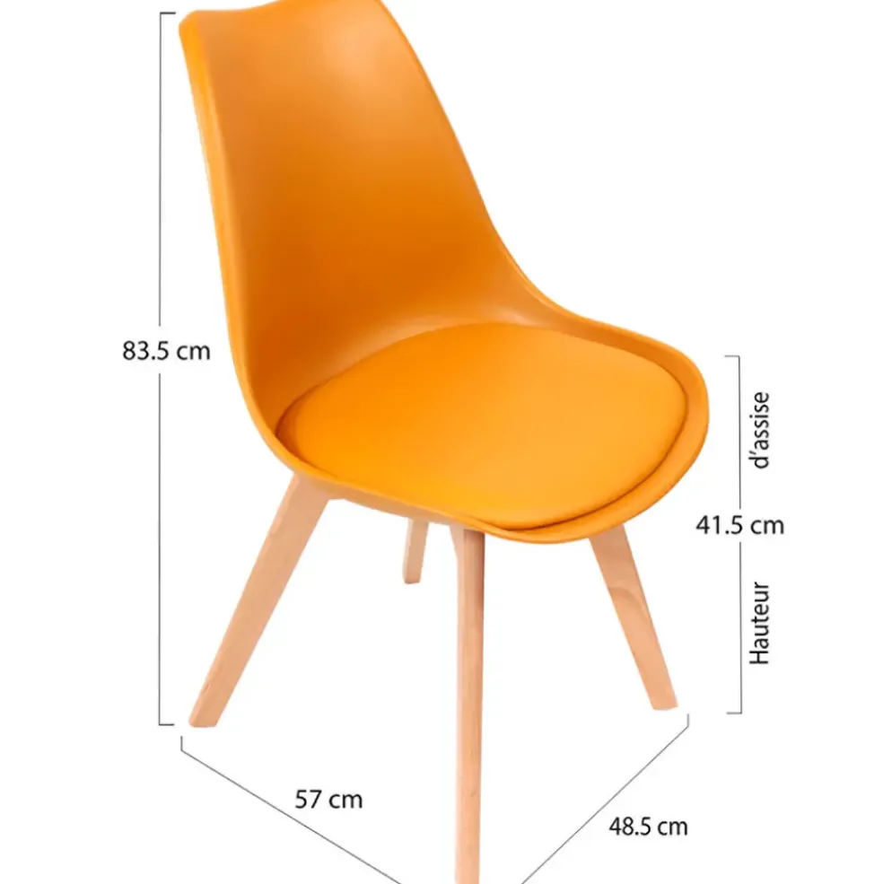 Chaise salle à manger scandinave jaune - Samantha