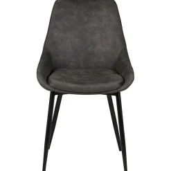 Chaise salle à manger tissu effet daim gris foncé - Ben
