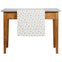 Chemin de table en coton rose et vert 160x50cm - Louise