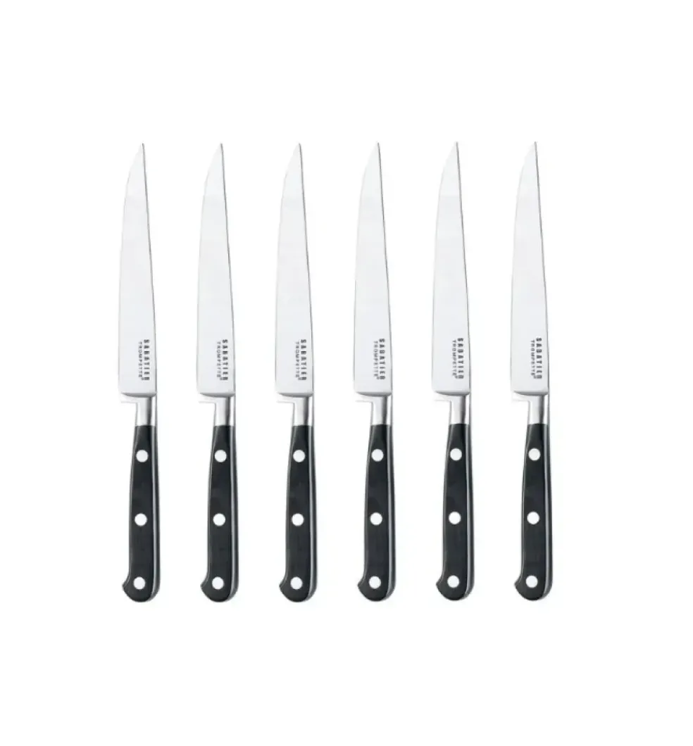 Coffret 6 couteaux à steaks lame acier lisse - Sabatier Trompette