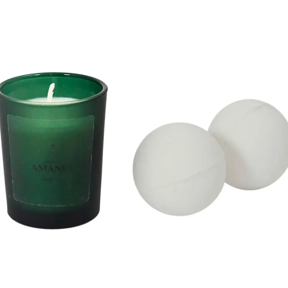 Coffret bougie parfumée et 2 bombes de bain senteur amande
