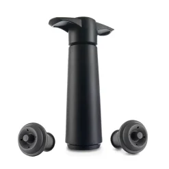 Coffret pompe à vin et 2 bouchons noir - Vacuvin