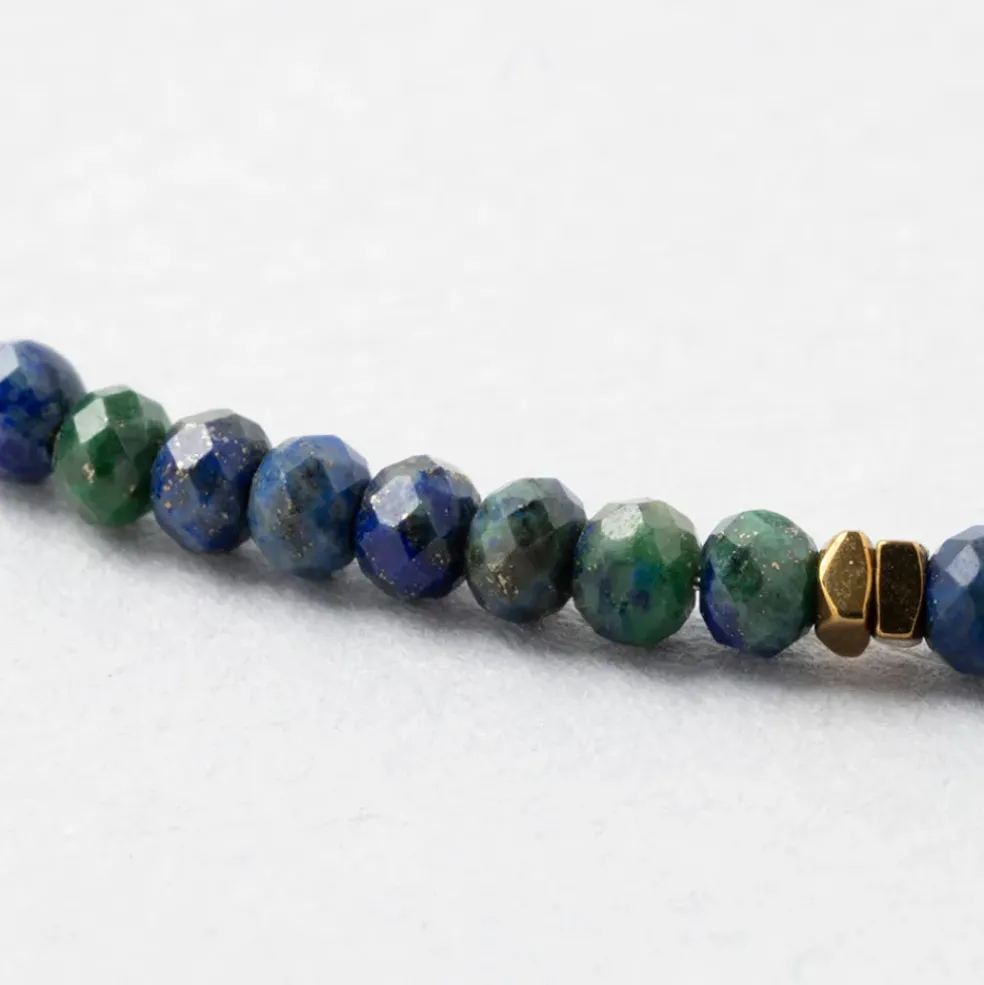 Collier en acier inoxydable bleu et vert l40cm