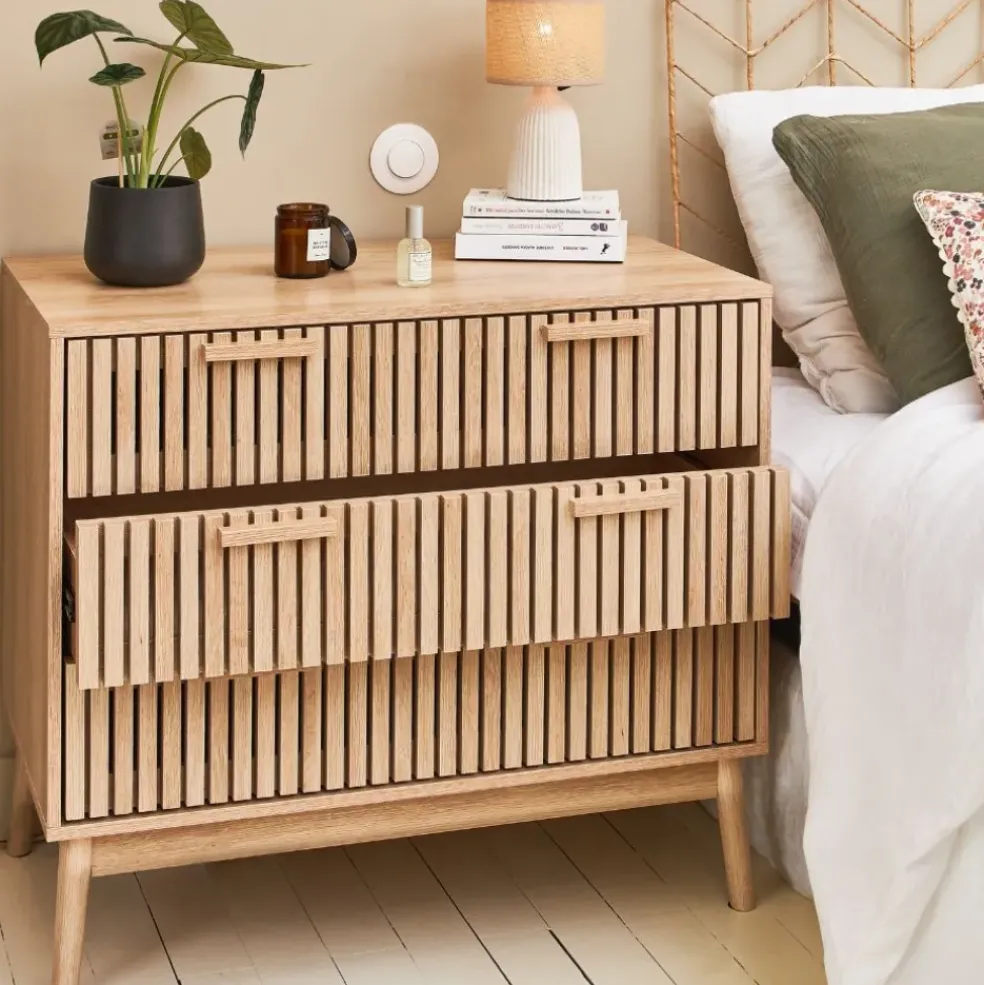 Commode 3 tiroirs en pin naturel - Kara