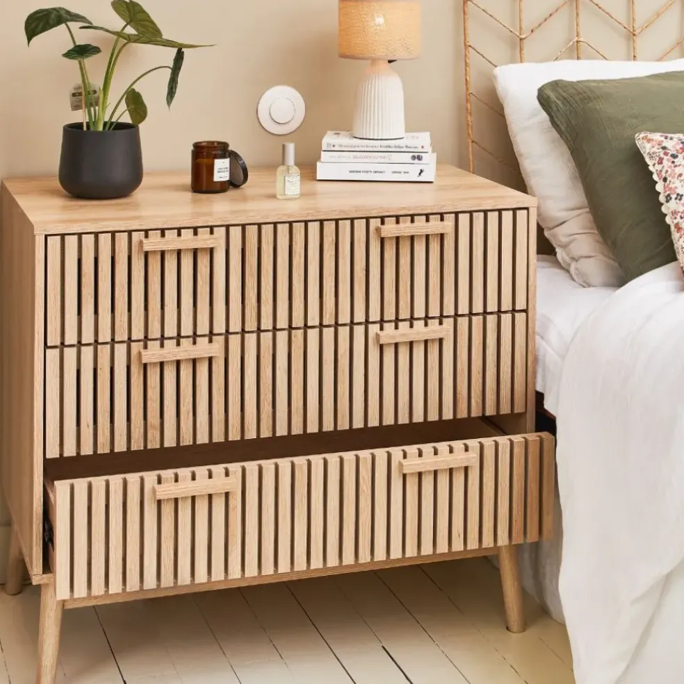 Commode 3 tiroirs en pin naturel - Kara