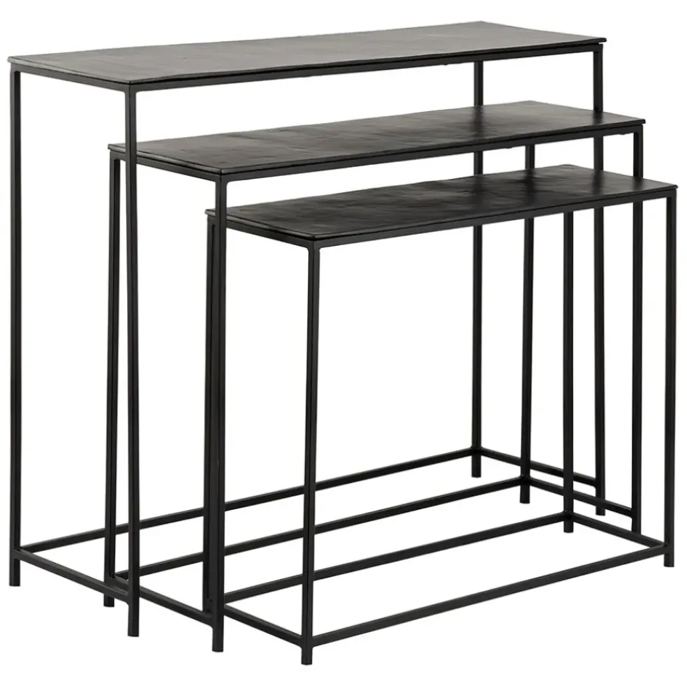 Console gigogne (x3) en fer noir - Felia