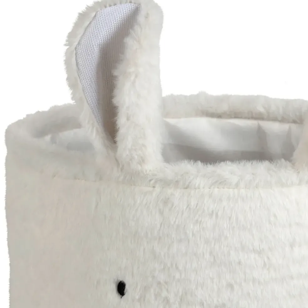 Corbeille ourson en velours écru h25cm - Songes