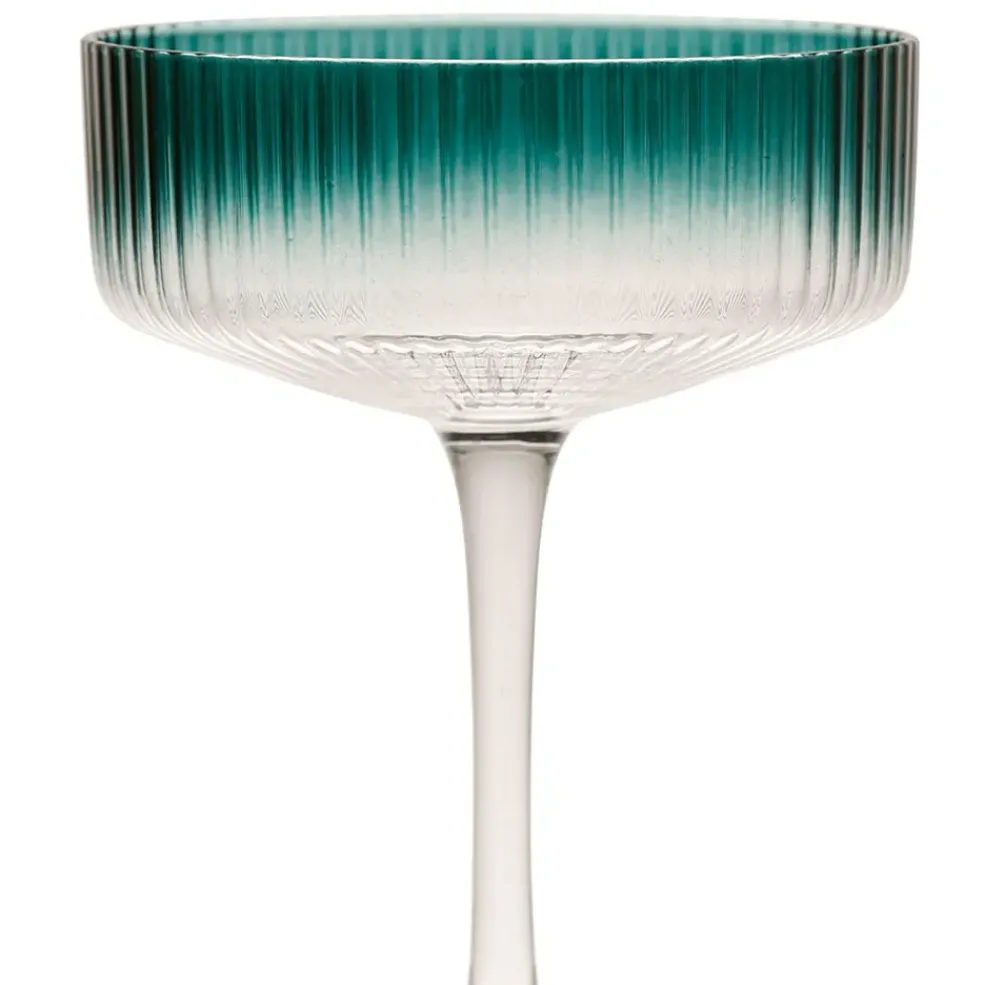 Coupe champagne striée en verre emeraude - Funny