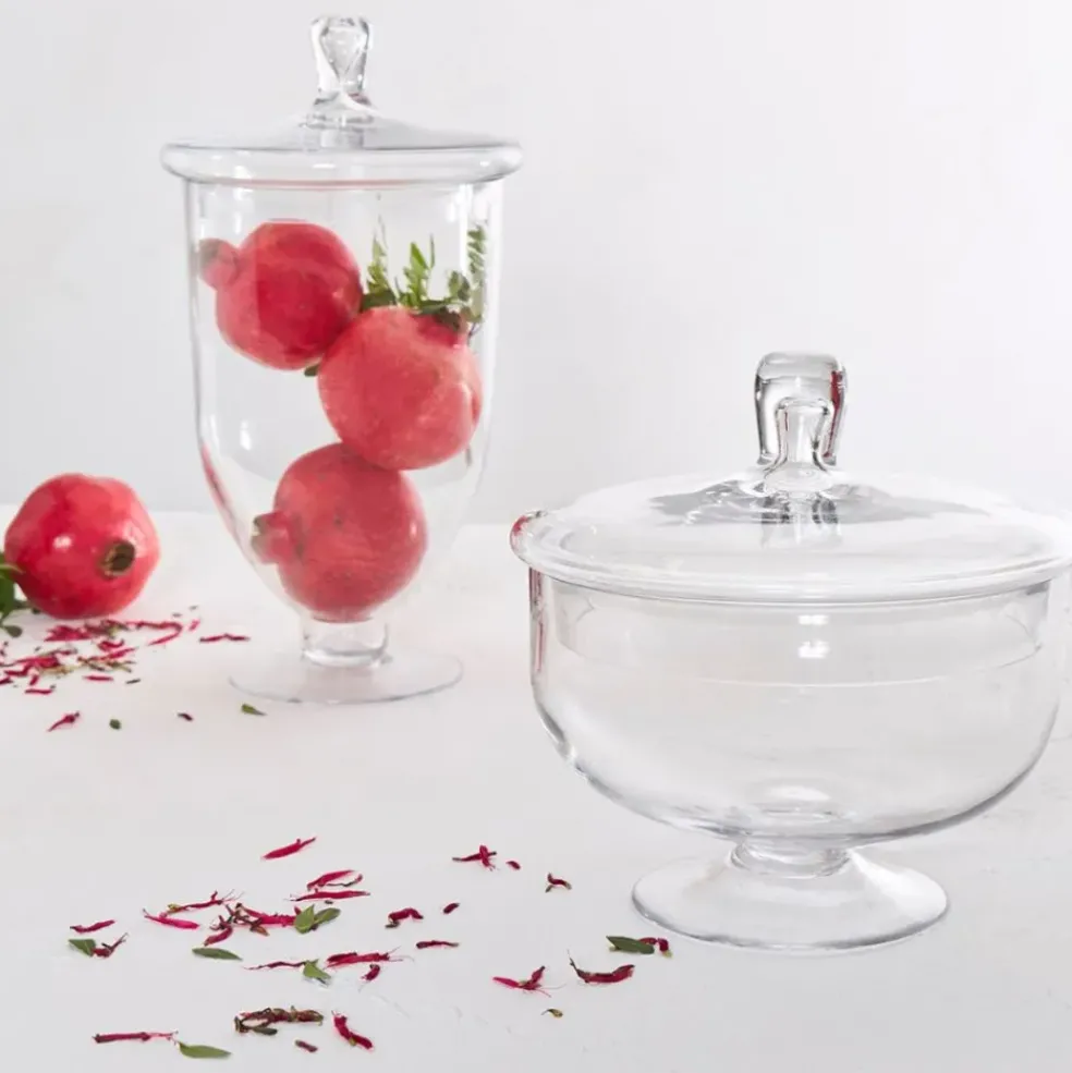 Coupe sur pied en verre avec couvercle d24cm - Eloise