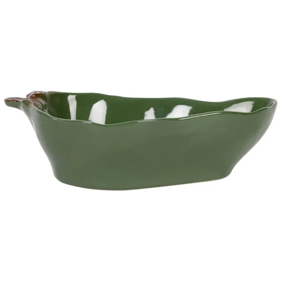 Coupelle en forme de piment en grès vert 18x8cm