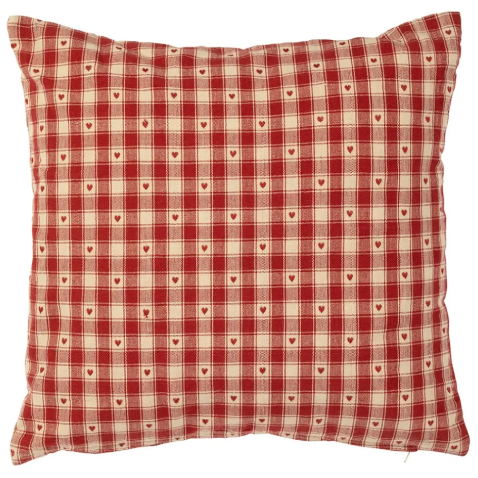 Coussin en coton vichy rouge 45x45cm - Campagne