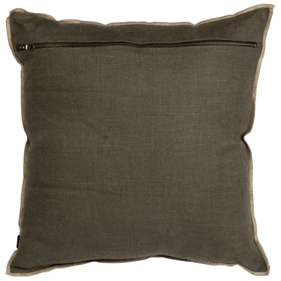Coussin en lin kaki 45x45cm - Chennai