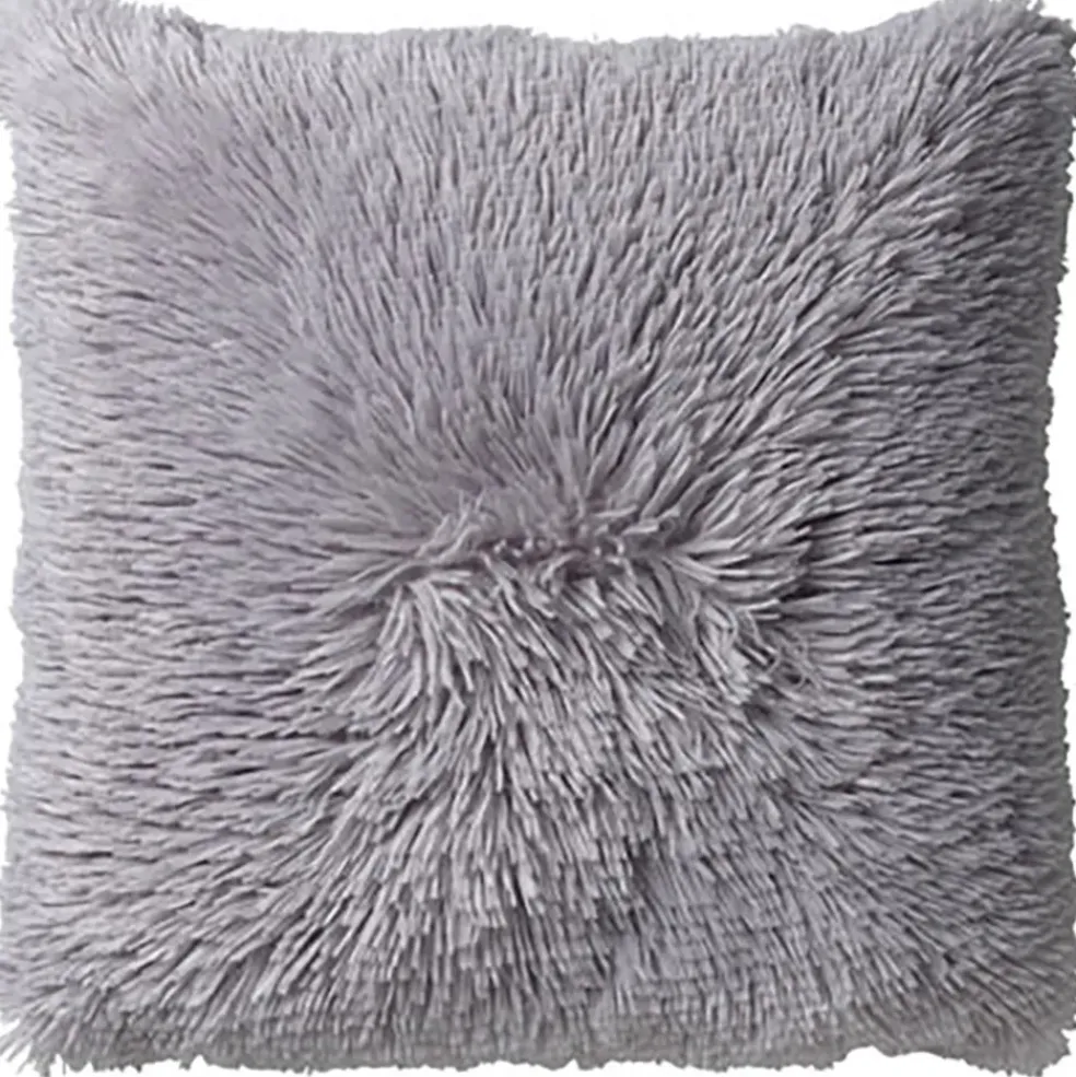 Coussin fluffy 60x60cm micro chip gris clair