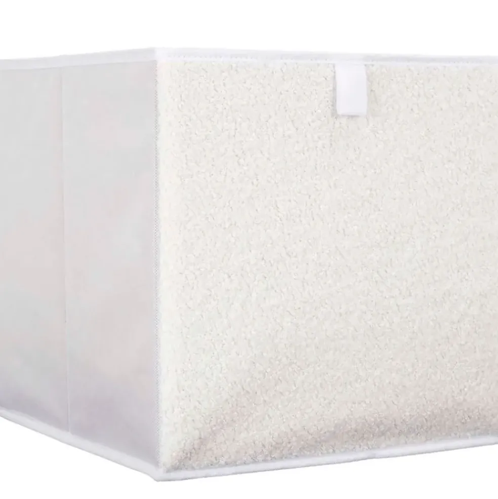 Cube de rangement pliable bouclette beige 30xh30cm