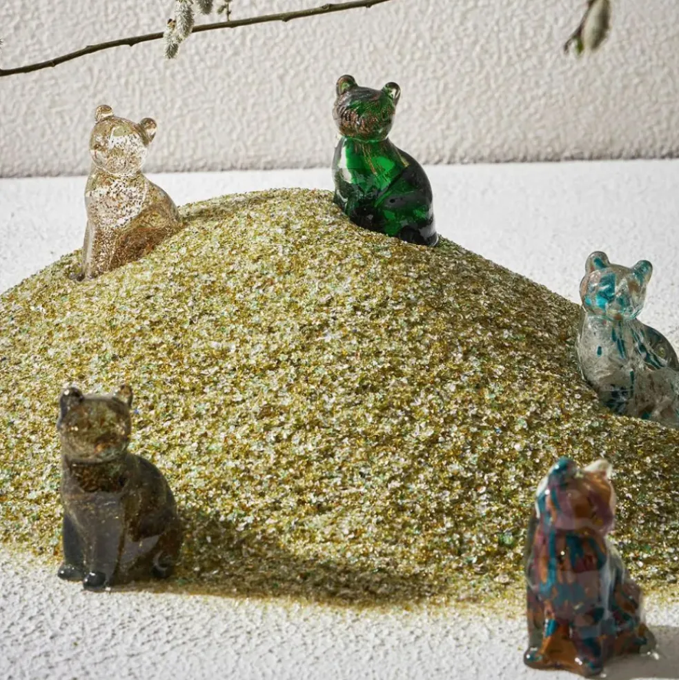 Deco chat en verre doré - Felin
