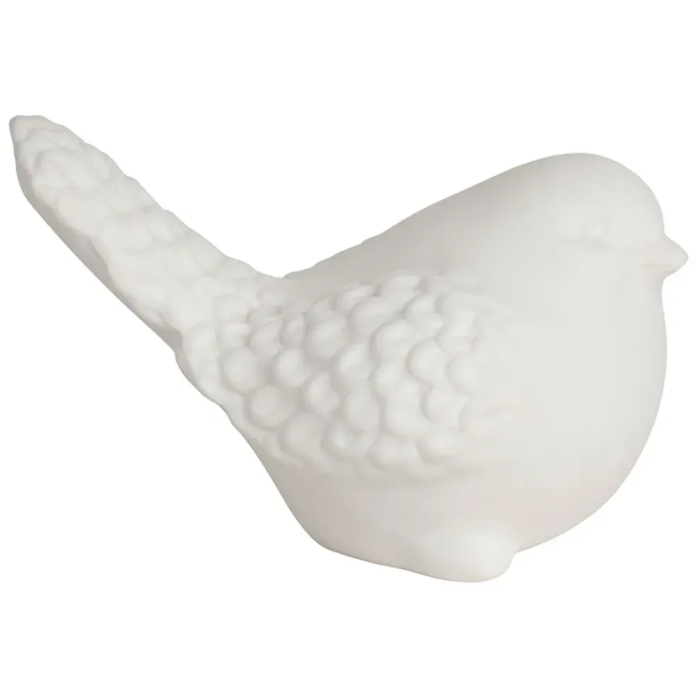 Deco led oiseau en grès blanc - Ilobo