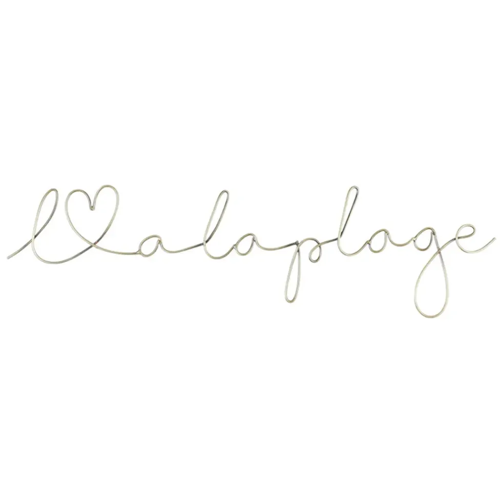 Deco murale "a la plage" tournille doré 50x13cm fer