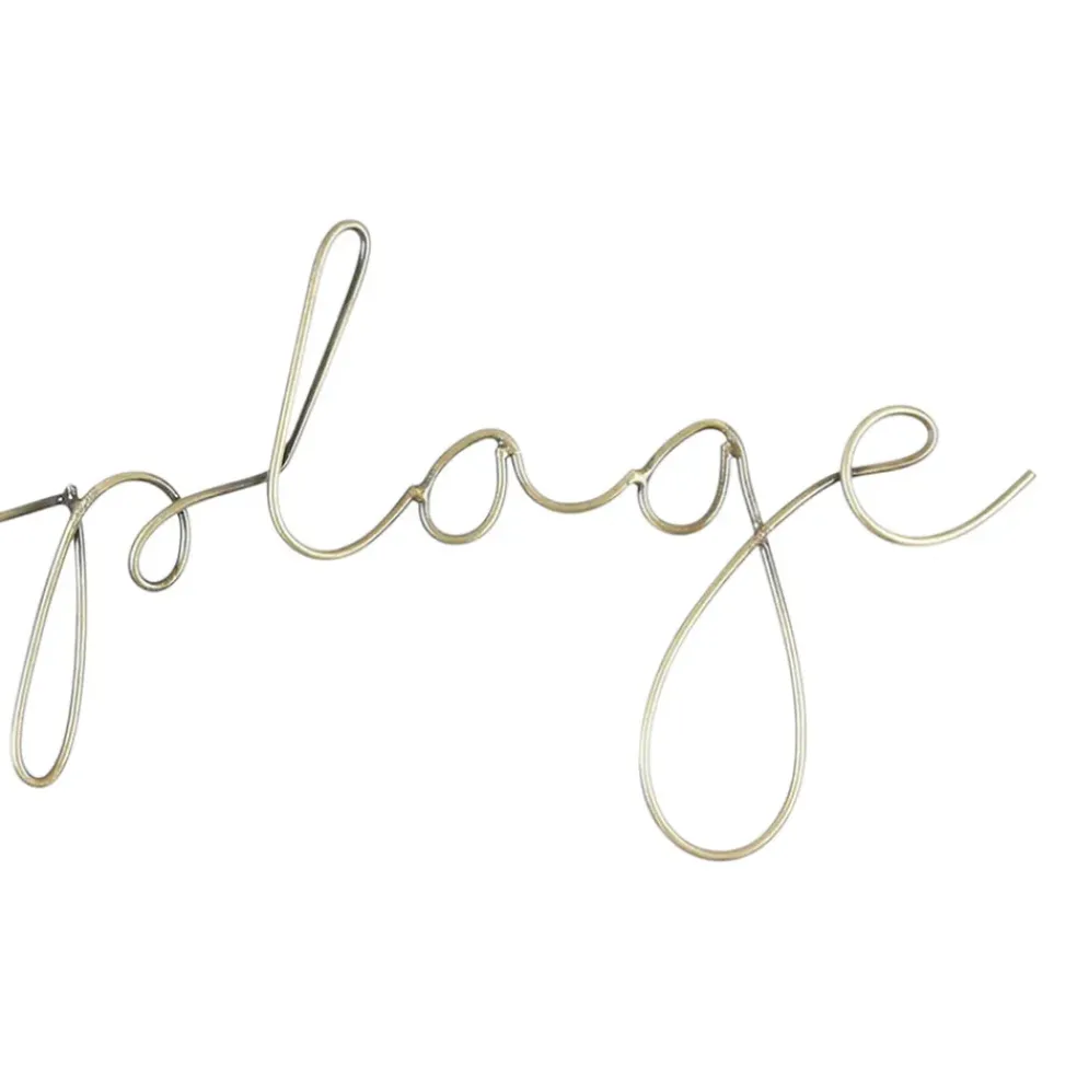 Deco murale "a la plage" tournille doré 50x13cm fer