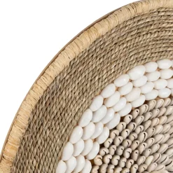 Deco murale rosace en coquillage naturel et blanc - Cauri