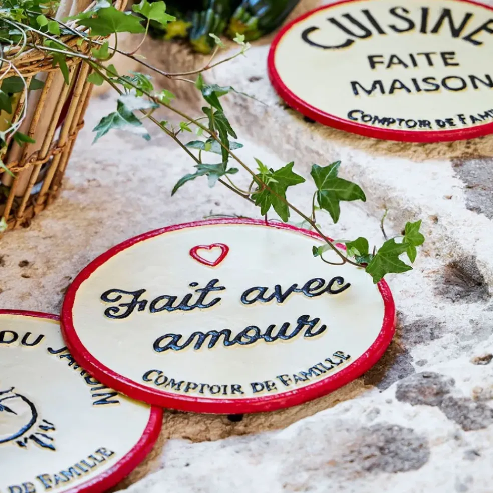 Dessous de plat "fait avec amour" en fonte ivoire d24cm - Fontnel