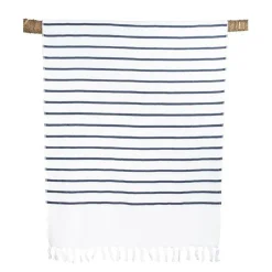 Drap de plage en coton mariniere bleu et blanc 90x180cm - Pestamal