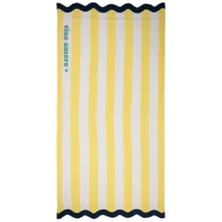 Drap de plage en coton rayé jaune et bleu 170x85cm - Medi