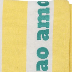 Drap de plage en coton rayé jaune et bleu 170x85cm - Medi