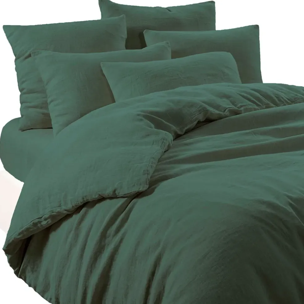 Drap housse en lin et coton pigeon 160x200cm - Limy