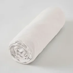 Drap housse en lin lavé craie 140x190cm - Soline