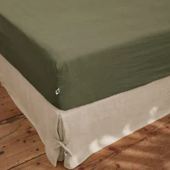 Drap housse en lin lavé thym 140x190cm - Soline