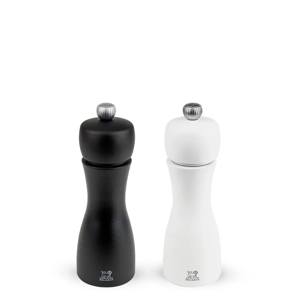 Duo moulin a poivre et sel tahiti blanc et noir mat 15cm