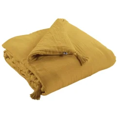 Edredon safran en gaze de coton 150x150cm - Gaia