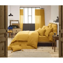 Edredon safran en gaze de coton 150x150cm - Gaia