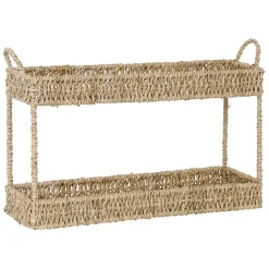 Etagere 2 niveaux en jonc de mer naturel h26.5cm - Borneo