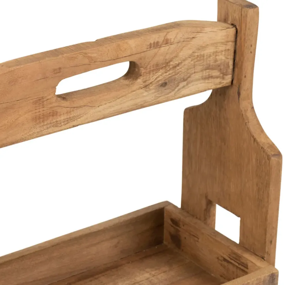 Etagere 2 paniers en bois recyclé naturel h65.5cm - Campagne