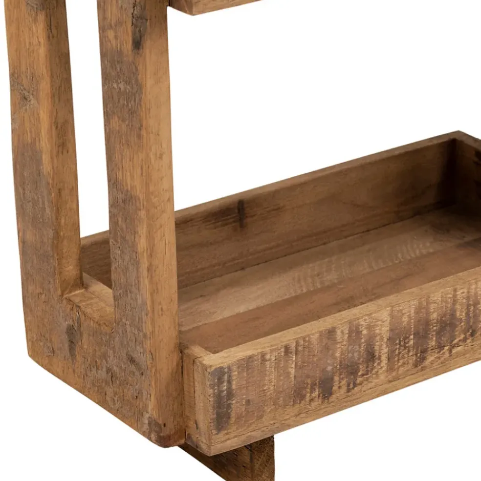 Etagere 2 paniers en bois recyclé naturel h65.5cm - Campagne