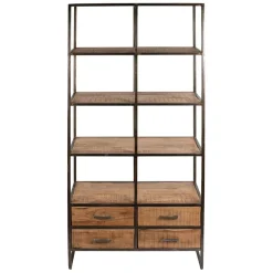 Etagère en fer noir et bois d' acacia H200cm- Factory