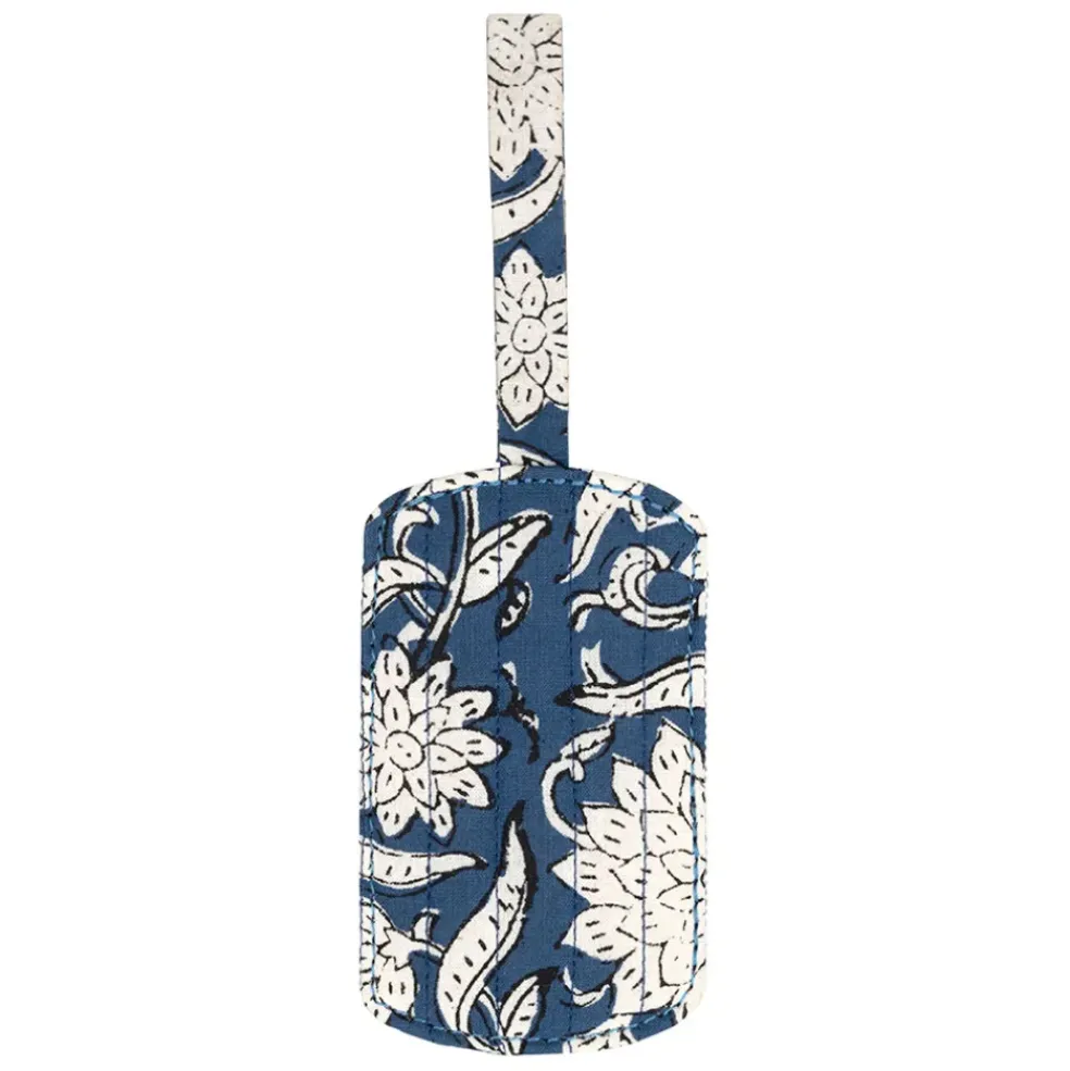 Etiquette bagage en coton bleu - Flaura