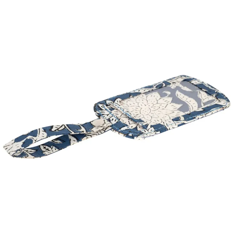 Etiquette bagage en coton bleu - Flaura