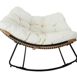 Fauteuil de jardin a bascule coussin beige -Tamia
