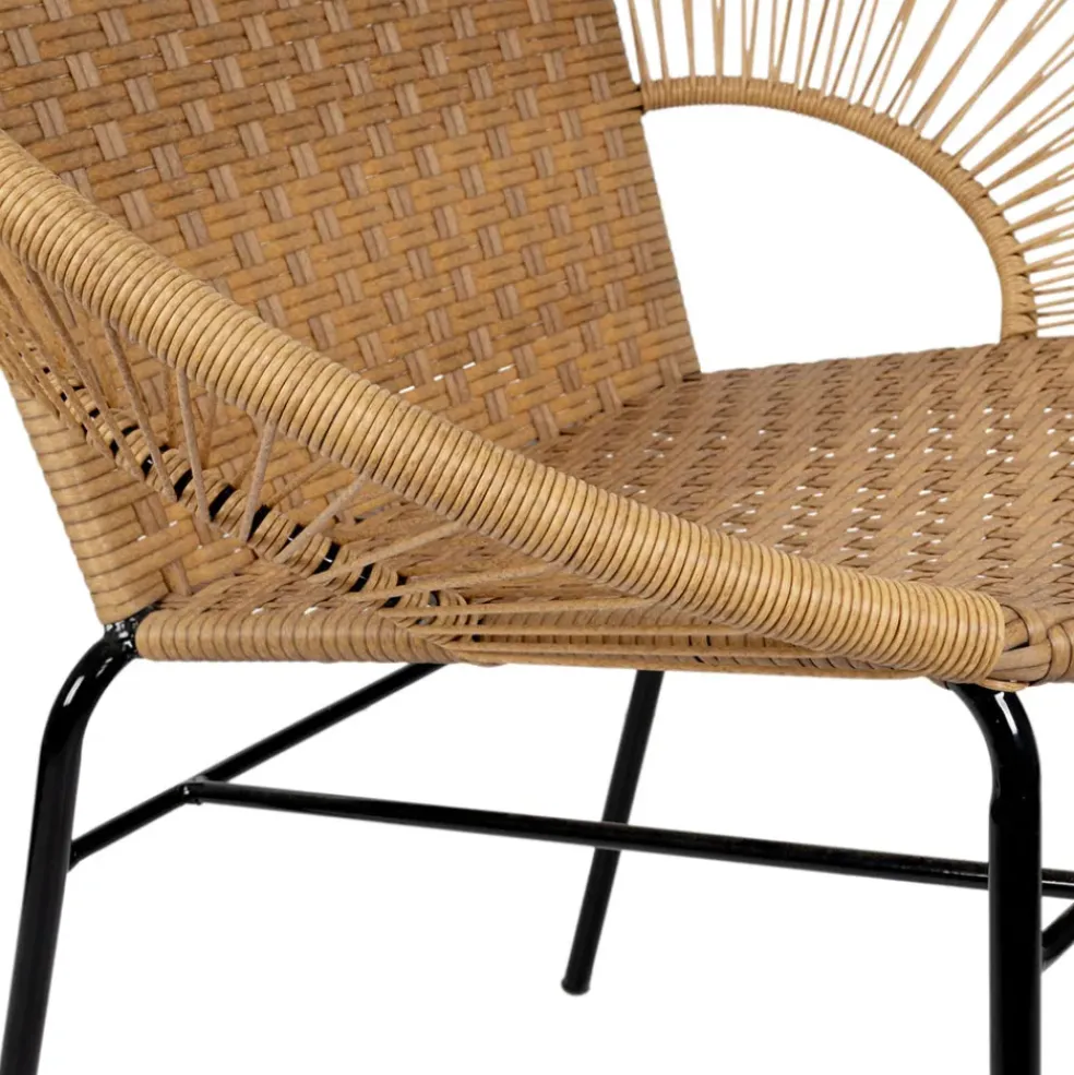 Fauteuil de jardin rond effet cannage naturel - Malaya