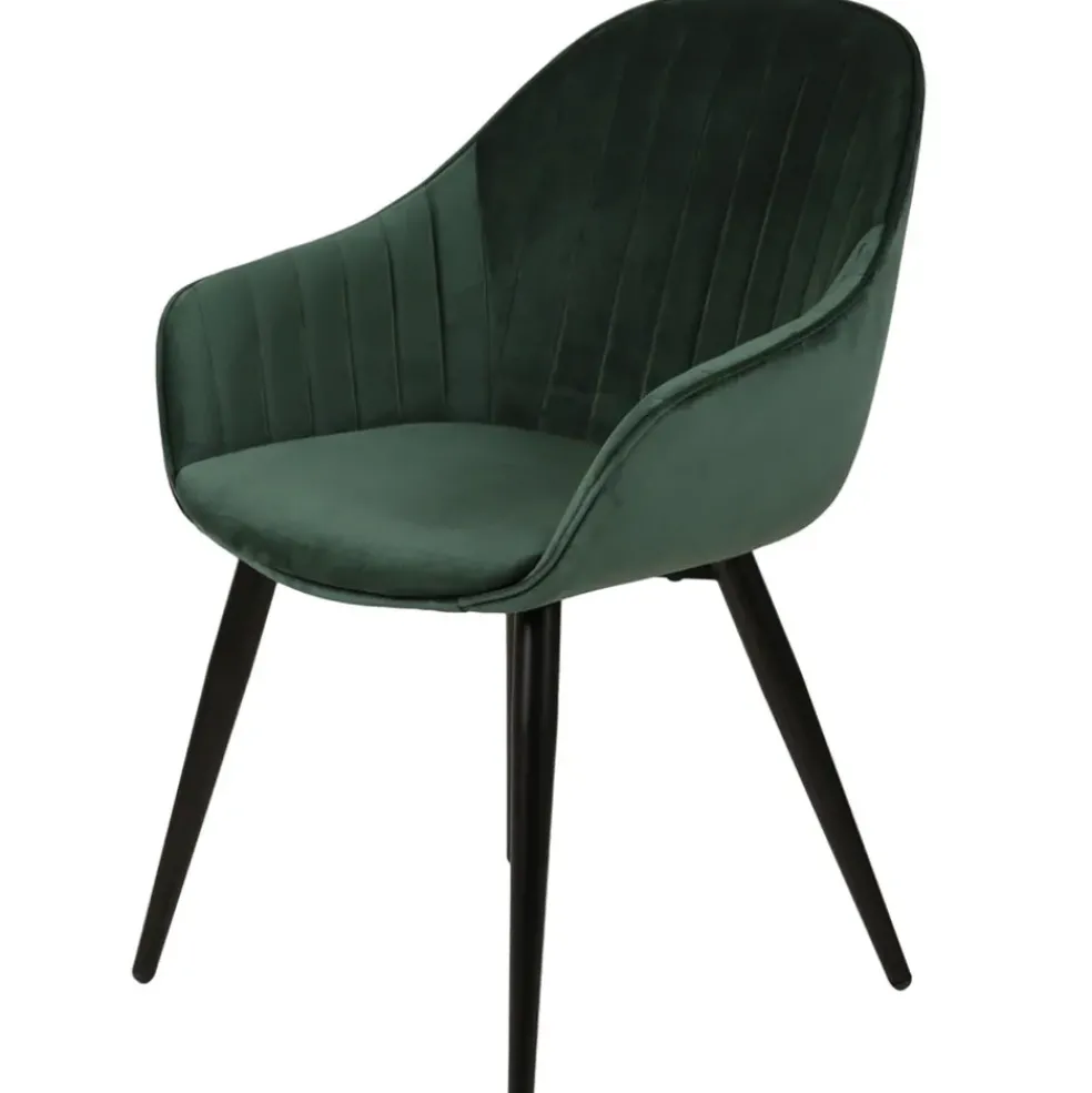 Fauteuil de salle à manger en velours vert - Ben