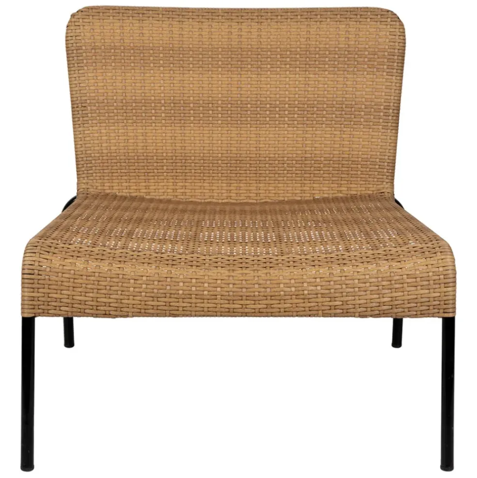 Fauteuil d'extérieur en acier et effet cannage naturel - Malaya