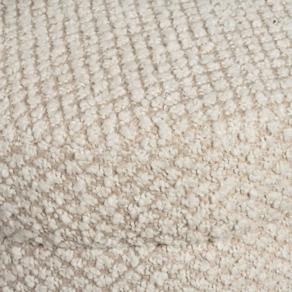 Fauteuil en tissu bouclette et hévéa écru - Claudine