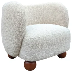 Fauteuil en tissu bouclette écru - Sixties