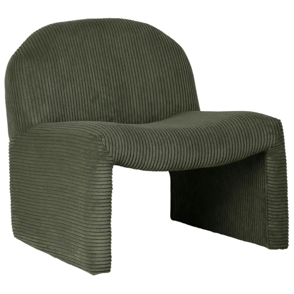 Fauteuil en tissu côtelé vert - Minimal