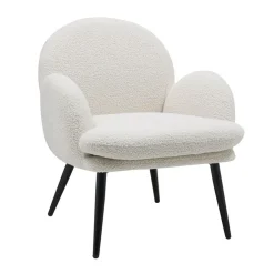 Fauteuil en tissu effet laine bouclette blanc - oria